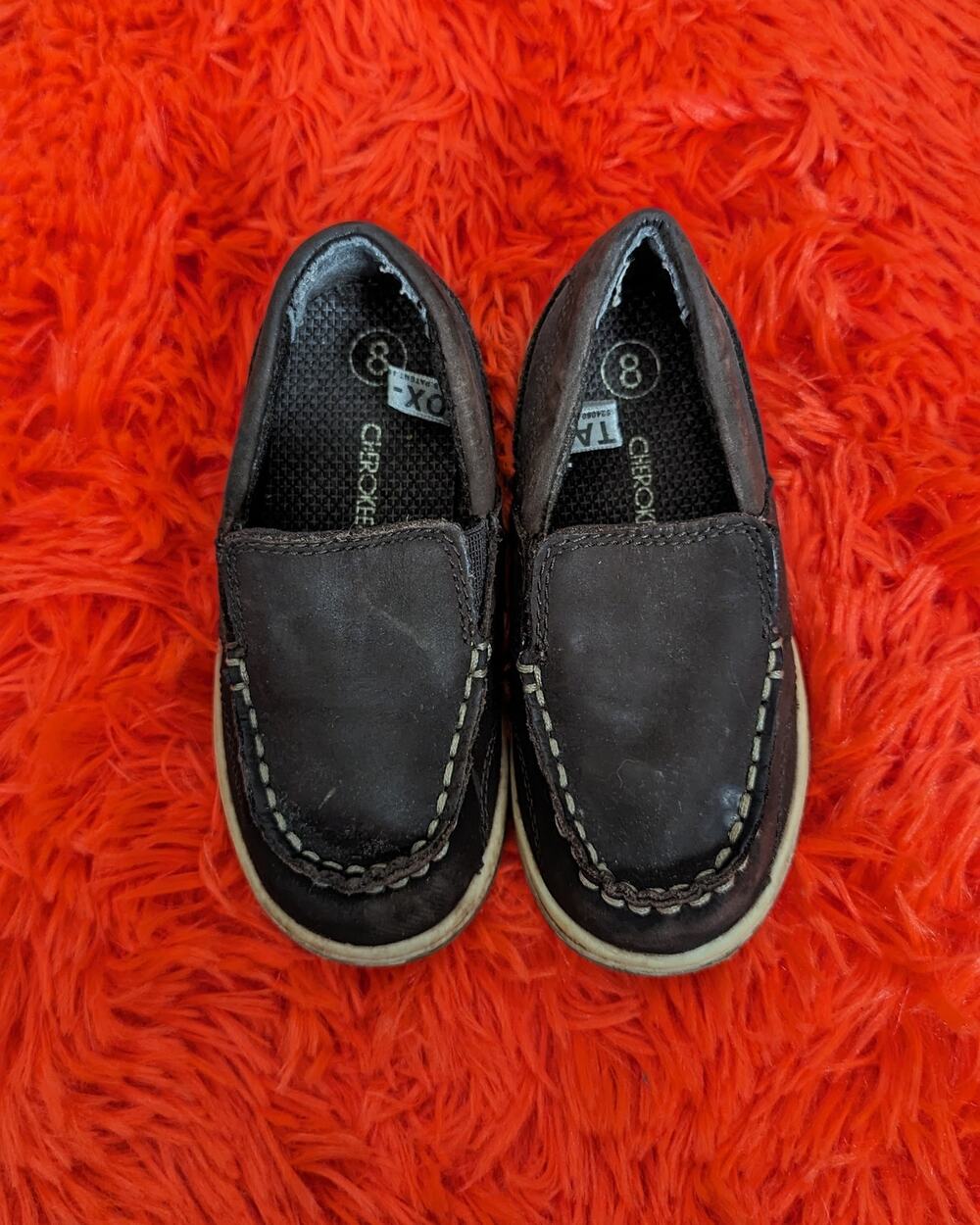 Cherokee Boys Brown Tan Casual Dress Slip On Loafer Shoes Toddler 8